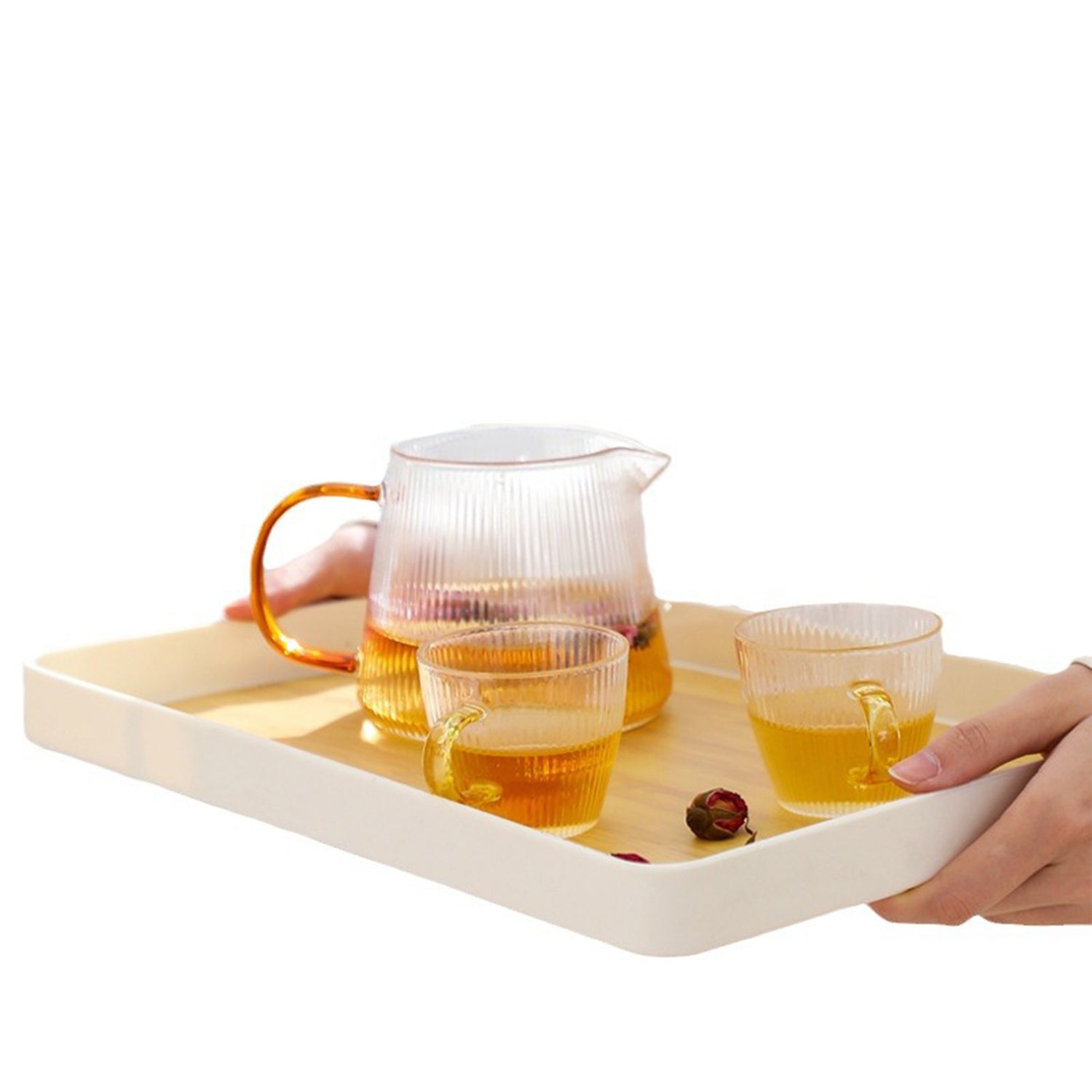Serving Tray Wood Decorative Tray for Living Room, Modern Coffee Table Tray, Square Large Serving Platters for Home Decor