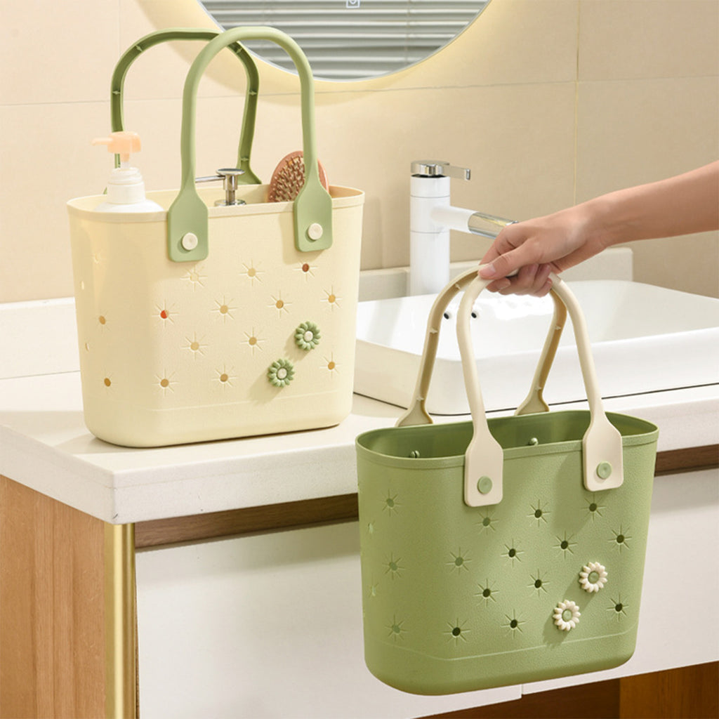 Plastic Storage Basket with Handle Portable Shower Caddy Tote Organizer Basket Bin for Bathroom Kitchen Dorm Room Bedroom