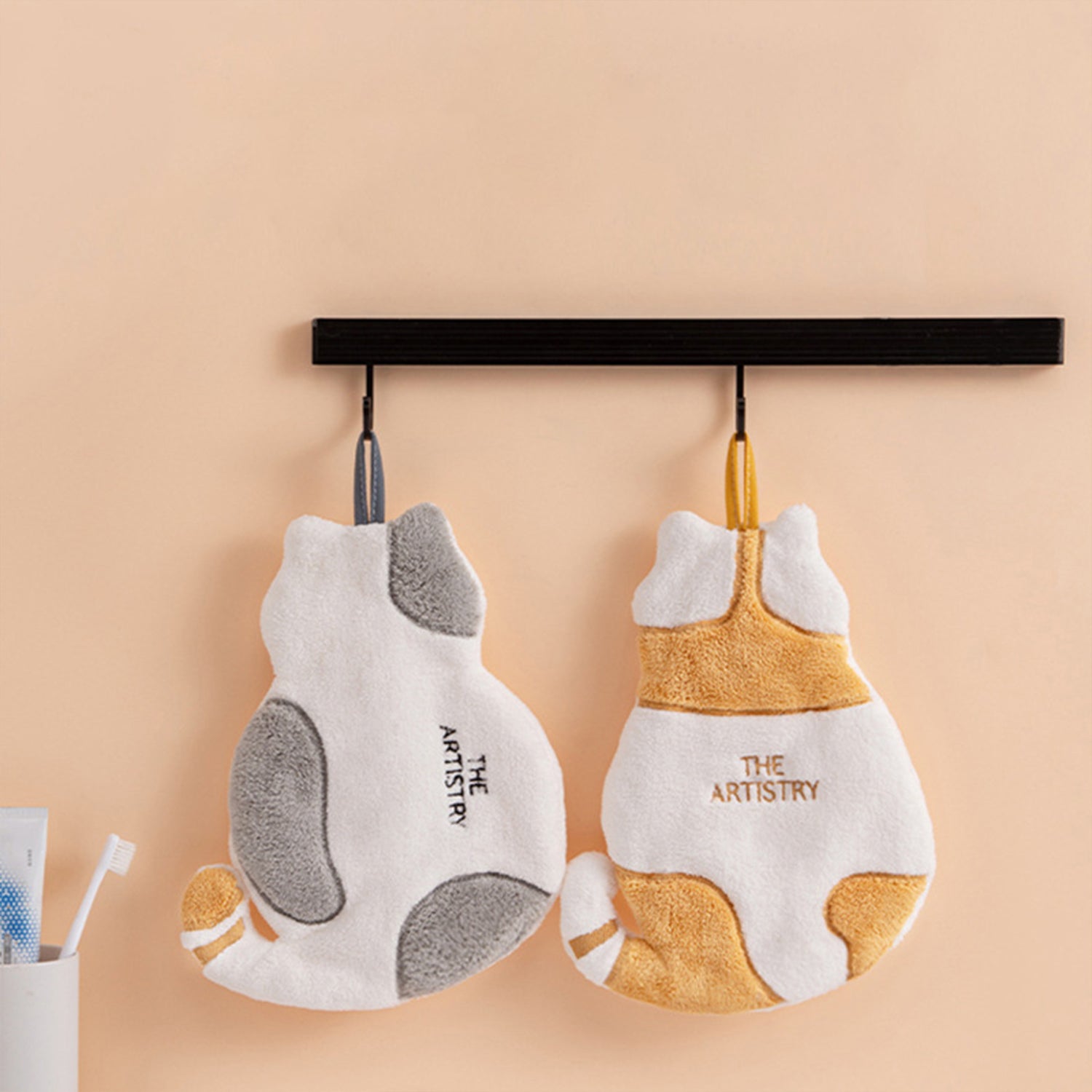 Hand Towel, Hanging Hand Towels for Kitchen with Loop,Bathroom Hand Towels Hanging, Absorbent Microfiber Hand Drying Puff